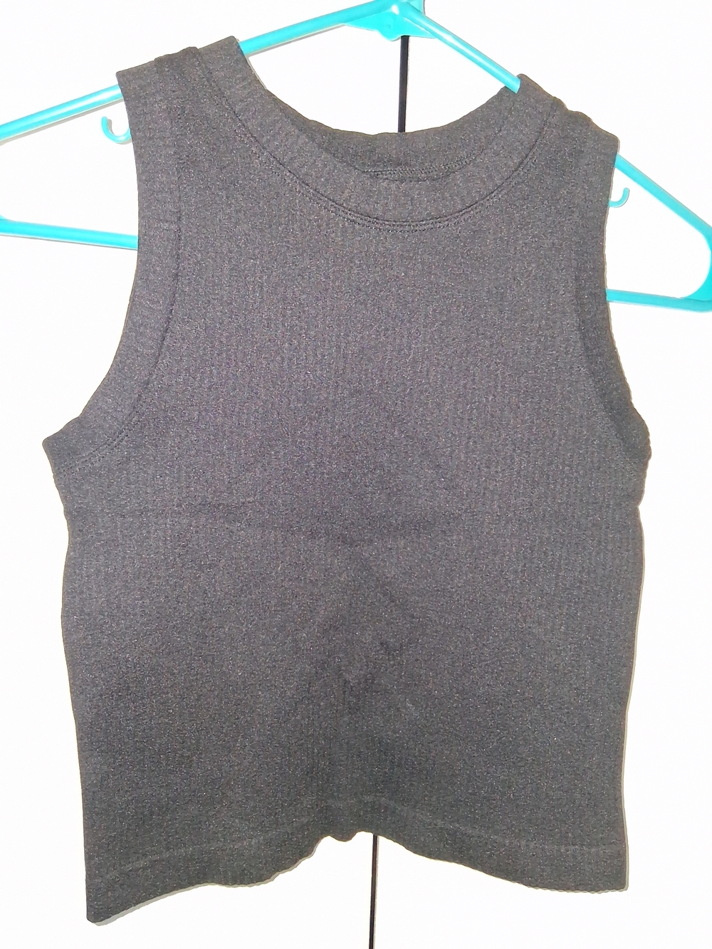 Aura Black Ribbed Crop Tank Top